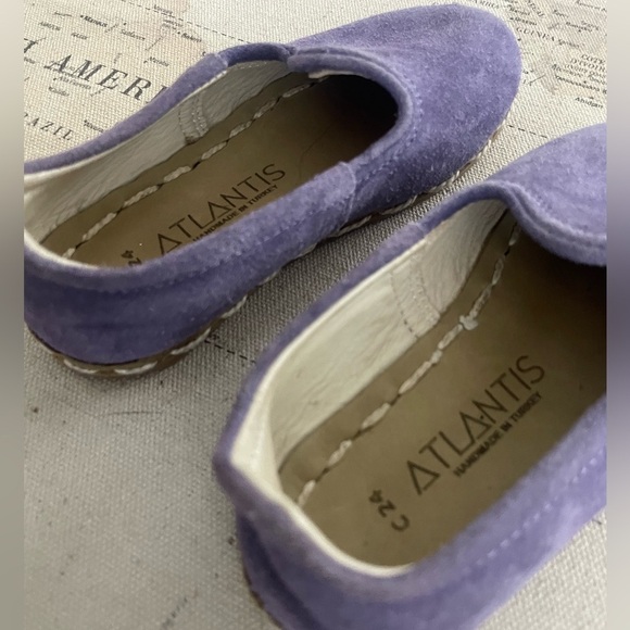 Atlantis Barefoot Shoes - Natural Leather Purple Suede Children’s Size C 24 NWOT - Picture 3 of 8